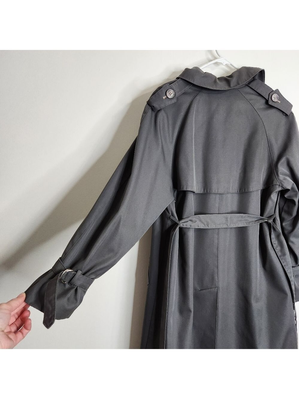 Vintage Hudson Bay Dark Grey Removable Liner Trenchcoat Size 12 - Picture 10 of 16
